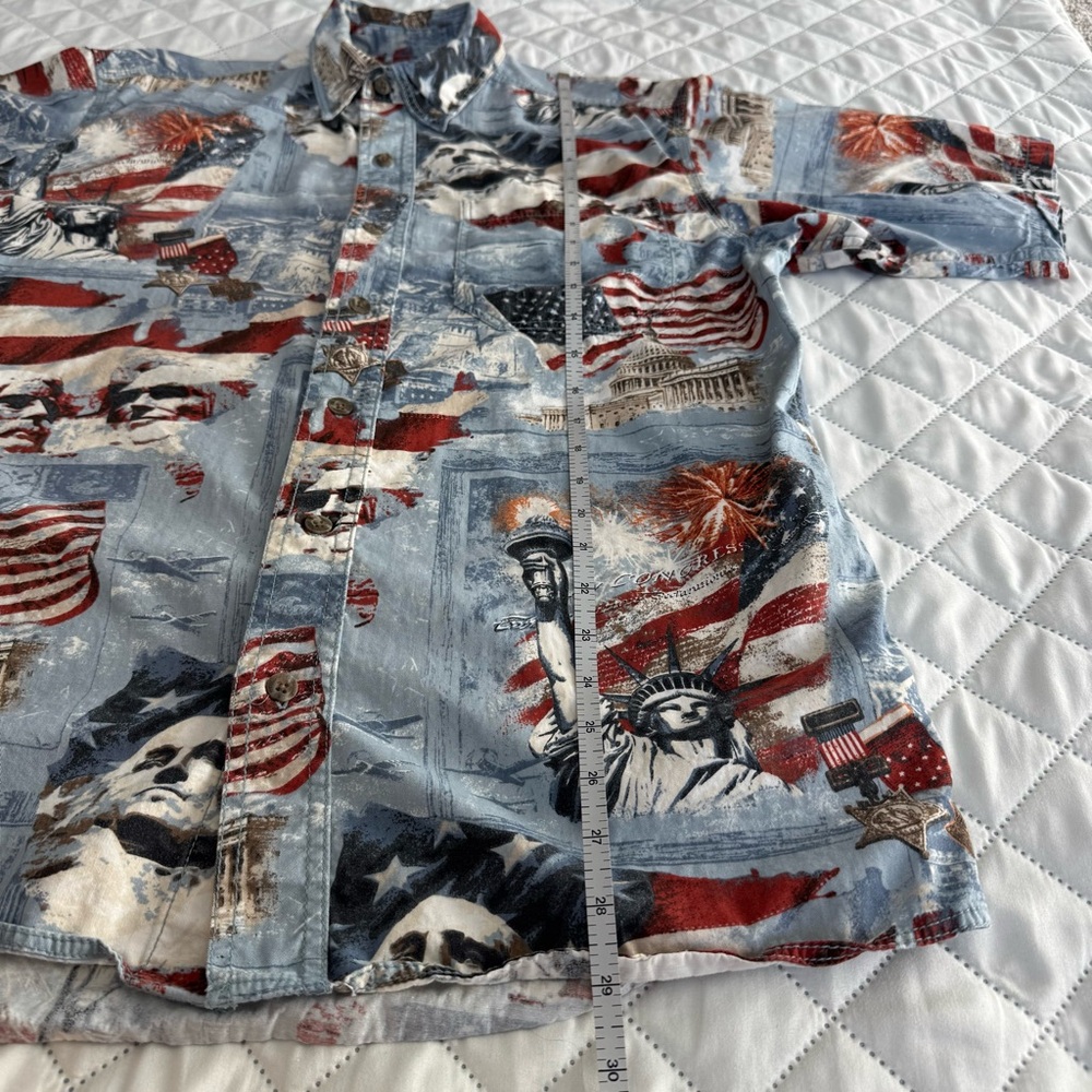 ❌❌SOLD❌❌ RedHead Blue and Red Patriotic Button Down Shirt - Picture 6 of 8